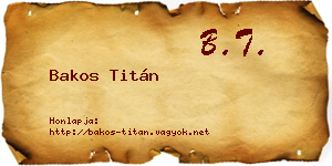 Bakos Titán névjegykártya
